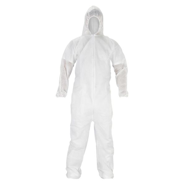 Polypro Light Coverall with Attached Hood & Zipper Front (Case of 25)